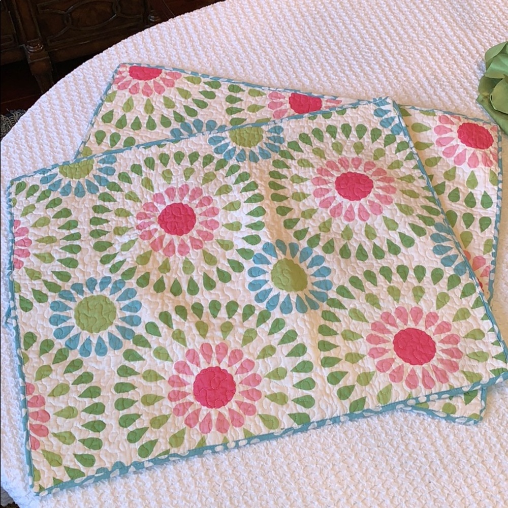 Modern Floral Quilted Pillow Shams NWOT